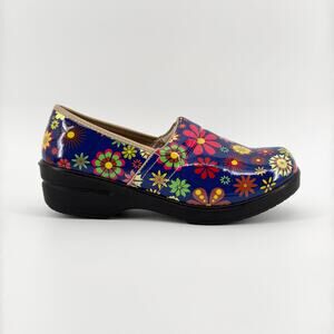 RASOLLI Women’s Blue Floral Slip-On Comfort Shoes, Size 7.5, Great for Everyday